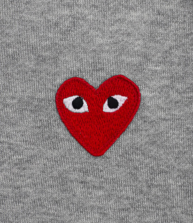 Comme des Garçons Play Full Zip Hoodie Grey