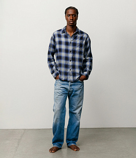 Stussy Beach Ombre Plaid Shirt Black