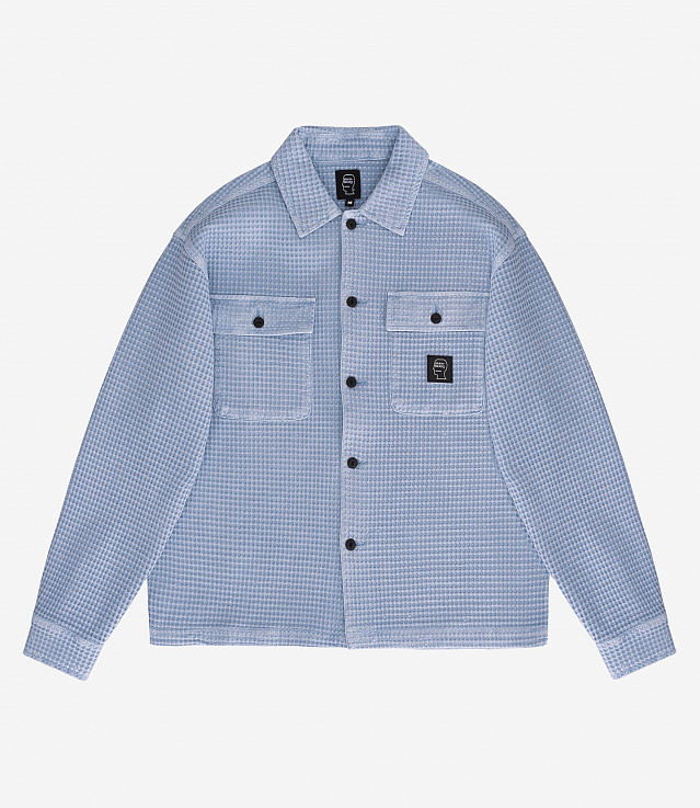 Shop Brain Dead Waffle Snap Front Shirt Light Blue at itk Shop Brain Dead Waffle Snap Front Shirt Light Blue at itk
