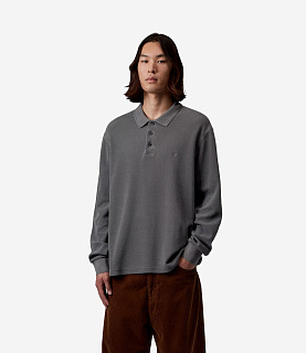 Carhartt WIP L/S Waffle Rugby Shirt Black Garment Dyed