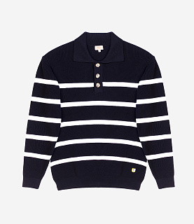 Armor-Lux Heritage Polo Sweater Deep Blue/White