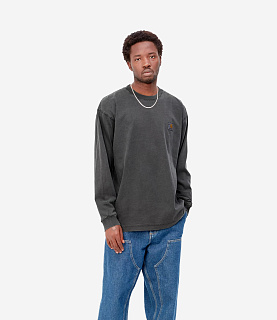 Carhartt WIP L/S Nelson T-Shirt Black Garment Dyed