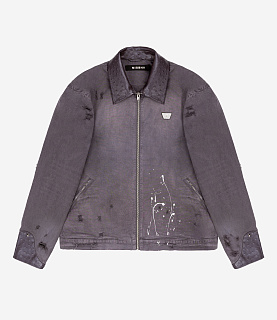 MISBHV 1997 Paint Splatter Canvas Work Jacket Faded Black