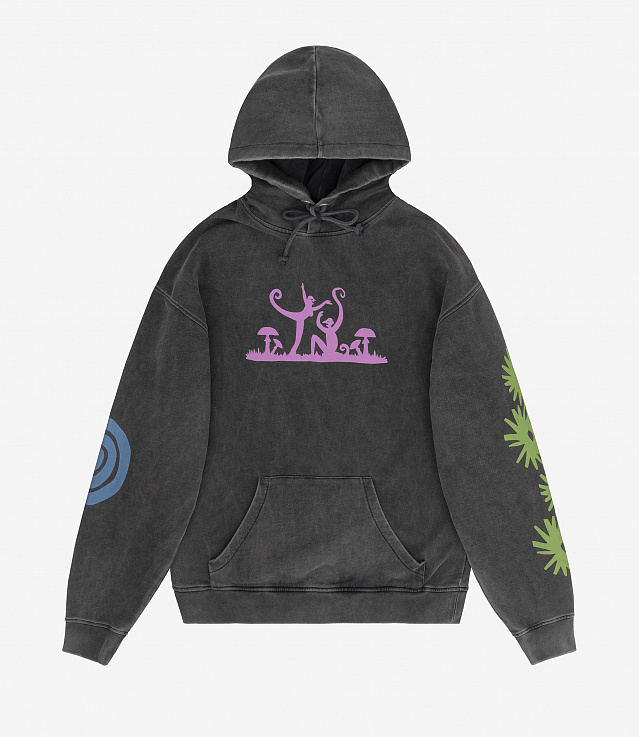 Shop Carne Bollente Psychedelick Party Hoodie Washed Black at itk 