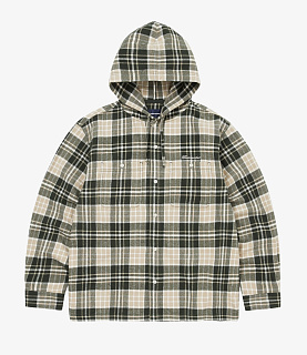 Thisisneverthat Flannel Hooded Check Shirt Green