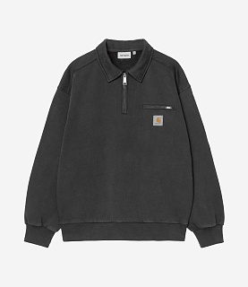 Carhartt WIP Half Zip Detroit Sweat Black Stone Washed