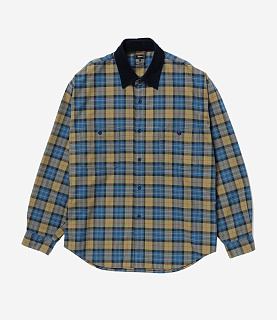 BEAMS Work Check Shirt Navy