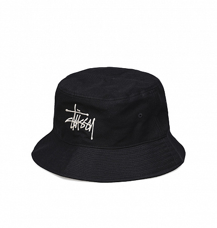 Stussy Big Logo Twill Bucket Hat Black 