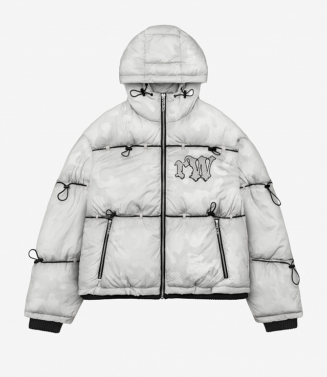 Shop Racer Worldwide Camo Puffer Jacket 3.0 White at itk online store