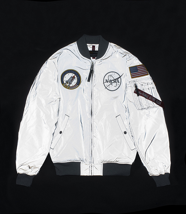 Shop Alpha Industries MA-1 NASA Bomber Silver/Reflective at itk online ...