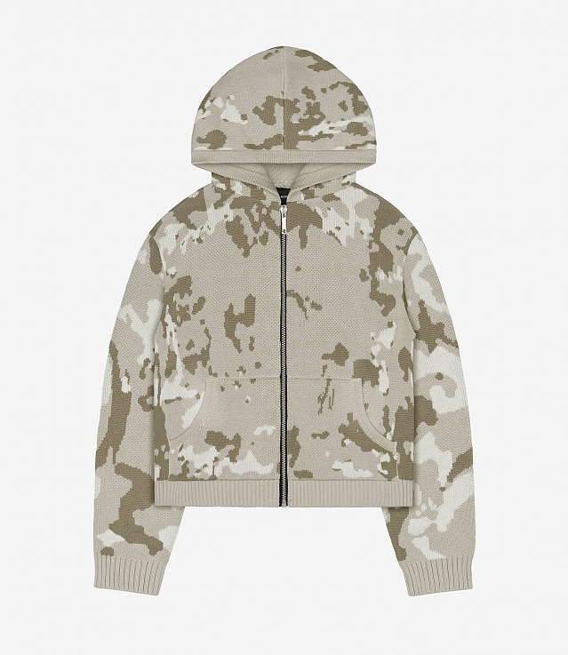 Shop Racer Worldwide Camo Knit Hoodie Beige at itk online store