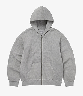 Thisisneverthat Damaged Zip Up Hoodie Khaki Grey