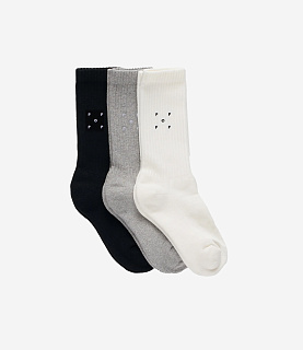 Pop Trading Company 3-Pack Socks Black/Off White/Grey Marl
