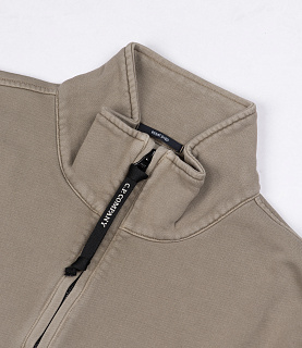 C.P. Company Brushed And Emerized Diagonal Fleece Mixed Boxy Half Zip Lens Sweatshirt Fallen Rock